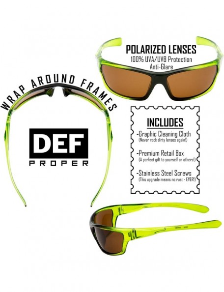 Sport Polarized Wrap Around Sports Sunglasses - Green - Amber - C018CT9IWSW $11.77