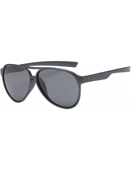 Sport Classic Unisex Polarized Ultra Lightweight Flexible Aviator Sunglasses (Titanium Pewter - Polarized Smoke - 56) - CD188...