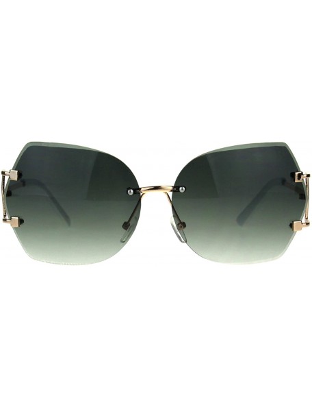 Rimless Womens Rimless Butterfly Designer Fashion Diva Sunglasses - Green Smoke - CB187M5Z92R $9.30