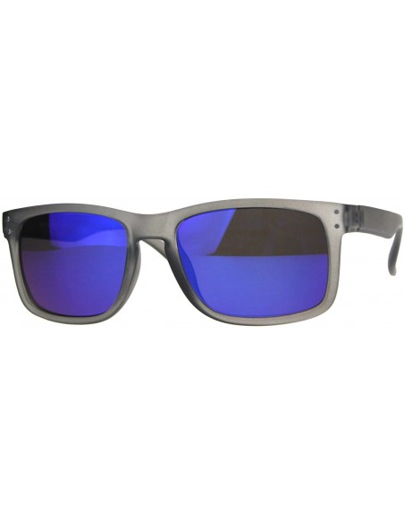 Sport Mens Blue Color Mirror Rectangular Horn Rim Plastic Reading Sunglasses - Grey - C7180WGYKUI $13.66