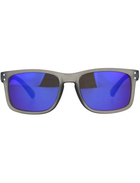Sport Mens Blue Color Mirror Rectangular Horn Rim Plastic Reading Sunglasses - Grey - C7180WGYKUI $13.66