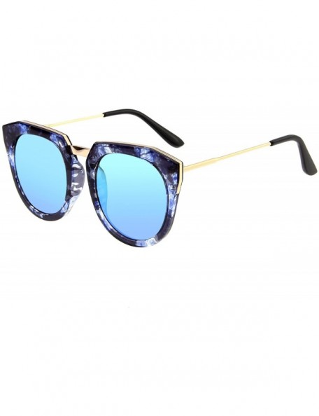 Wayfarer Fashion Vintage Round Women's Oversized Polarized Sunglasses 1556 - Blue - CD12HXTEQ89 $17.89