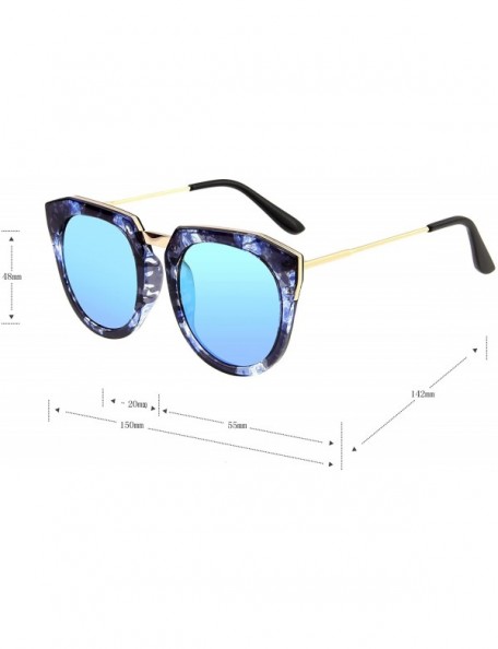 Wayfarer Fashion Vintage Round Women's Oversized Polarized Sunglasses 1556 - Blue - CD12HXTEQ89 $17.89