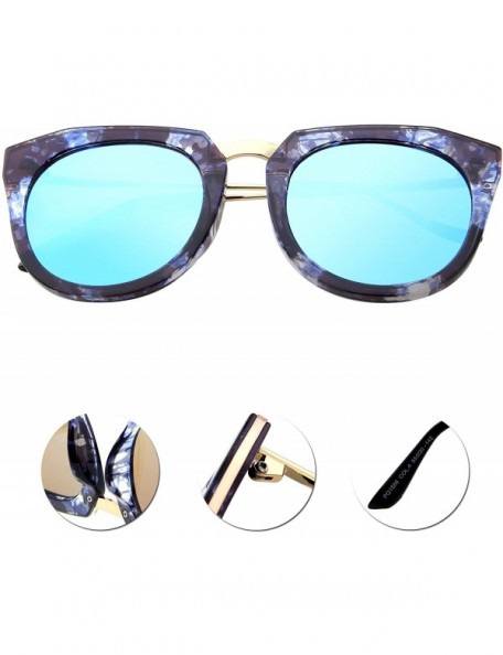 Wayfarer Fashion Vintage Round Women's Oversized Polarized Sunglasses 1556 - Blue - CD12HXTEQ89 $17.89