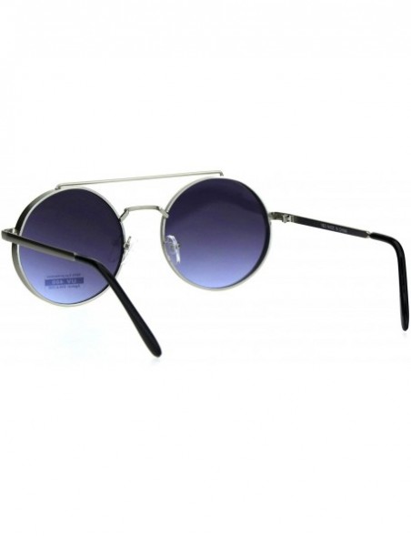 Round Thick Metal Round Circle Lens Steam Punk Hippie Sunglasses - Silver Purple Smoke - CM18HLWWC67 $13.30