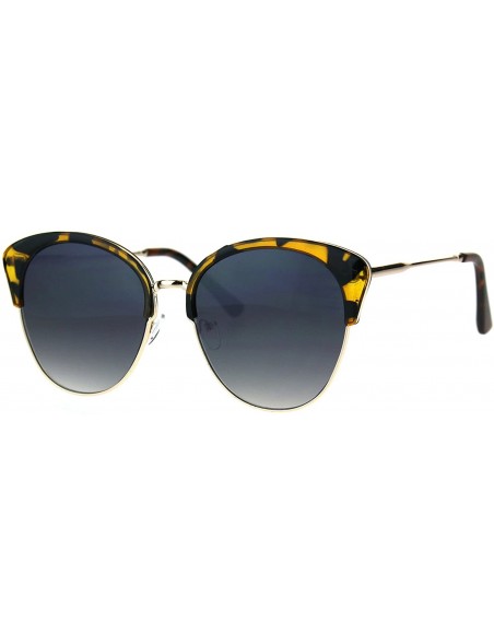 Butterfly Womens Designer Fashion Sunglasses Accent Top Round Butterfly Frame - Tortoise Gold (Smoke) - C4186ZLHTLY $14.22