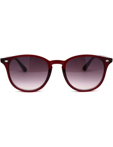 Round Womens Thin Plastic Round Horn Rim Designer Sunglasses - Red Grey Tort Arm Burgundy - CT193N454OK $12.29