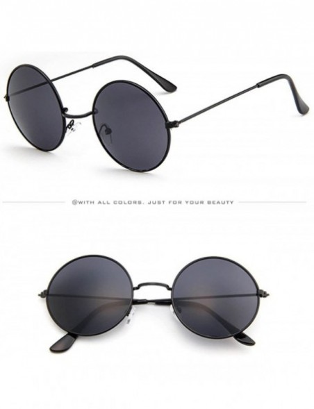 Round Polarized Sunglasses for Men Women Classic Retro Metal Frame Round Circle Mirrored Sun Glasses - H - CX196EY6DKD $6.94