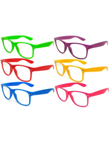 Wayfarer Set of 6 Pairs Retro Style Vintage Clear Lens Sunglasses Colored Frame - CE11NEI5AZV $18.48