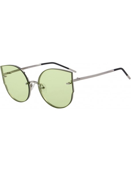 Rimless Women Classic Cat Eye Sunglasses Rimless Metal Frame Sun Glasses S8099 - Green - CX186CUUISC $16.53
