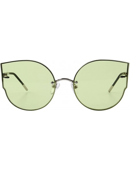 Rimless Women Classic Cat Eye Sunglasses Rimless Metal Frame Sun Glasses S8099 - Green - CX186CUUISC $16.53