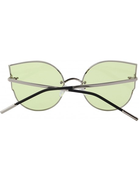 Rimless Women Classic Cat Eye Sunglasses Rimless Metal Frame Sun Glasses S8099 - Green - CX186CUUISC $16.53