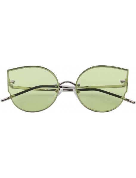 Rimless Women Classic Cat Eye Sunglasses Rimless Metal Frame Sun Glasses S8099 - Green - CX186CUUISC $16.53