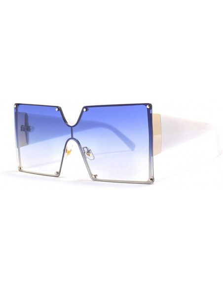 Square Fashion Style Square Sunglasses Women Oversized Gradient Blue Black One Piece Sun Glasses UV400 - Gv0268-3 - C118U7EED...