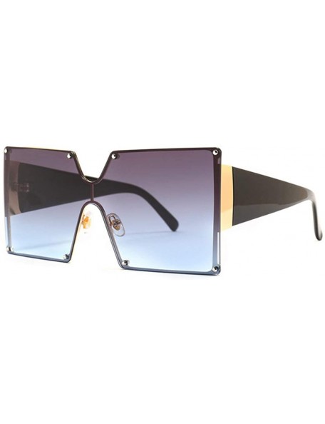 Square Fashion Style Square Sunglasses Women Oversized Gradient Blue Black One Piece Sun Glasses UV400 - Gv0268-3 - C118U7EED...