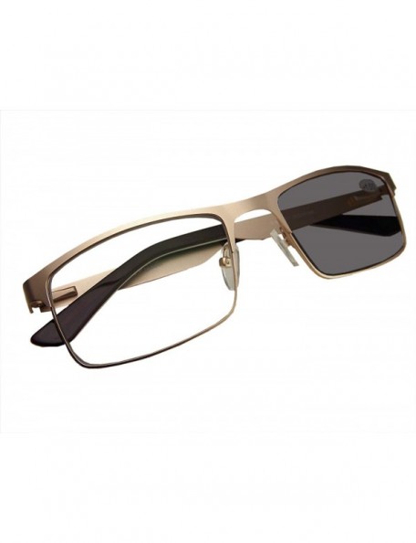 Rectangular Men Photochromic Light-sensible Reading glasses Sun readers spring hinges 55-17 UV protection - Gold - CY18OXNDG4...