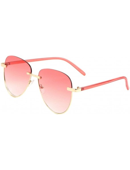 Rimless Elegant Rimless Retro Classic Aviator Sunglasses - Gold Metallic & Pink Frame - CS18WDWCQ8K $13.32