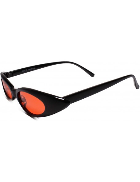 Cat Eye Unique Narrow Slim Designer Womens Pointy Cat Eye Trendy Sunglasses - Black / Red - CU18U5U5EXL $14.58