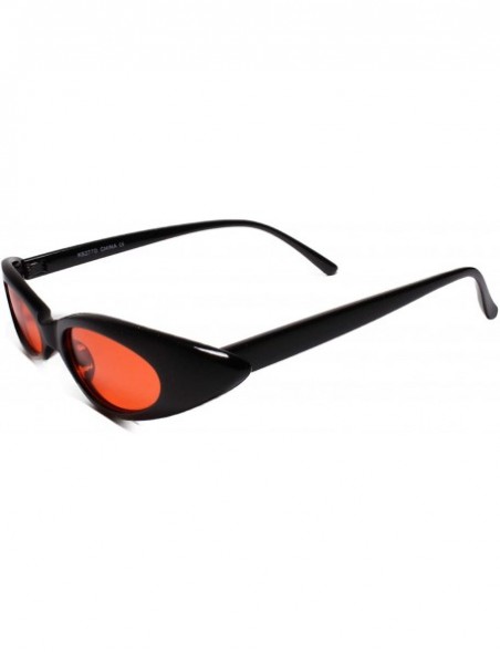 Cat Eye Unique Narrow Slim Designer Womens Pointy Cat Eye Trendy Sunglasses - Black / Red - CU18U5U5EXL $14.58