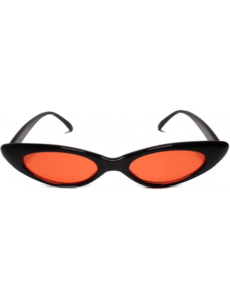 Cat Eye Unique Narrow Slim Designer Womens Pointy Cat Eye Trendy Sunglasses - Black / Red - CU18U5U5EXL $14.58