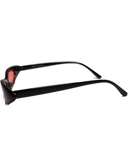 Cat Eye Unique Narrow Slim Designer Womens Pointy Cat Eye Trendy Sunglasses - Black / Red - CU18U5U5EXL $14.58