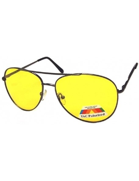 Rectangular Polarized Night Driving Sunglasses Aviator Sport Wrap Motorcycle Glasses - Polarized Aviator Gunmetal - CP188K7OU...