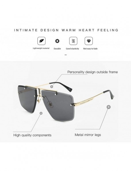 Square Square cut edge sunglasses trend cover men's glasses driving fashion sunglasses - Grey C3 - CA1904YS4Y8 $13.26