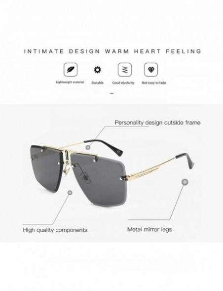Square Square cut edge sunglasses trend cover men's glasses driving fashion sunglasses - Grey C3 - CA1904YS4Y8 $13.26