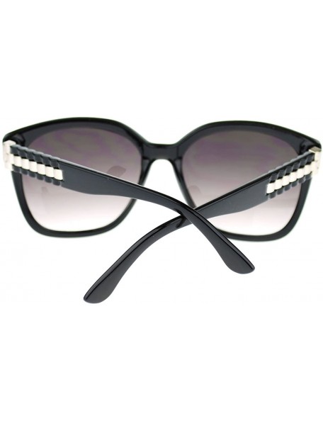 Square Luxury Metal Chain Link Trim Large Butterfly Sunglasses - Black Silver - C111YNNI9TL $10.99