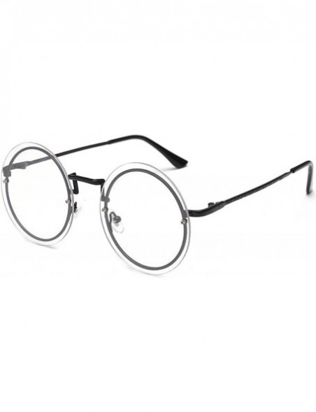 Round Fashion Round Metal Frame Glasses Sunglasses for Men or Women3297 - Black-white - CB18GDKCTC9 $14.19