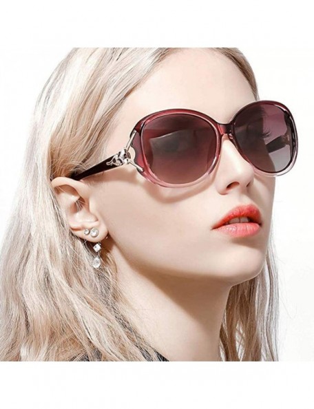 Cat Eye Polarized Oversized Sunglasses Protection Designer - Red Frame/Shades Red Oversized Polarized Sunglasses - CH18QCISK9...