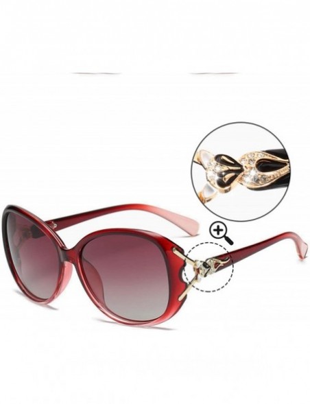 Cat Eye Polarized Oversized Sunglasses Protection Designer - Red Frame/Shades Red Oversized Polarized Sunglasses - CH18QCISK9...