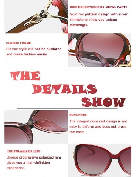 Cat Eye Polarized Oversized Sunglasses Protection Designer - Red Frame/Shades Red Oversized Polarized Sunglasses - CH18QCISK9...