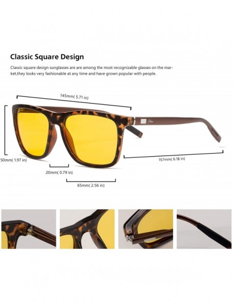 Square Anti Glare Night Driving Polarized Glasses for Men Women HD Day Night Vision Sunglasses - CH18IGXYRTT $17.86