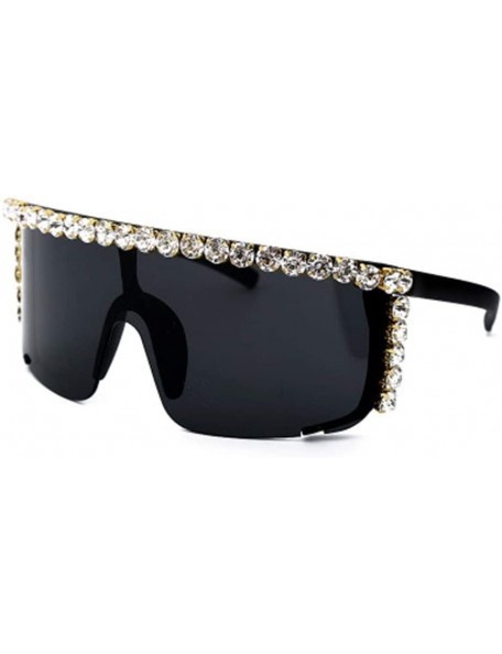 Sport Big Frame Colorful Rhinestone Sunglasses Goggles Sunglasses - 2 - CH190DRXHSK $41.54