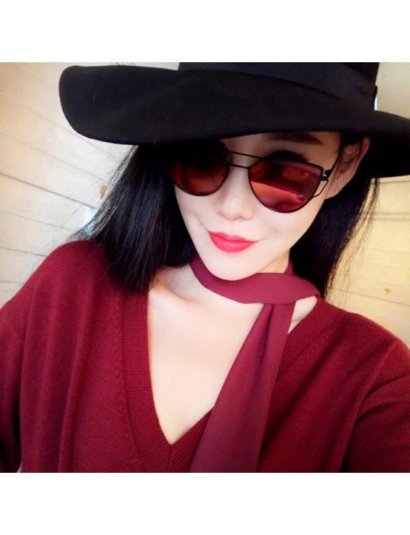 Sport Fashion Womens Mirror Sunglasses - Round Cat Eye Sun Glasses - Metal Frame Twin-Beams Sunglasses - Red - CB18DO6YZ6T $7.57