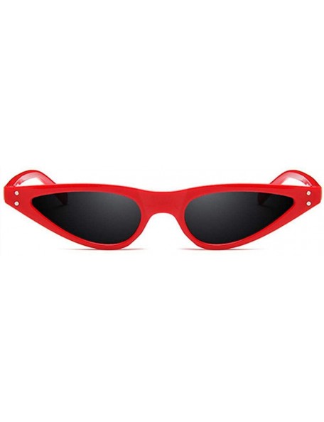 Aviator Oulylan Small Cat Eye Sunglasses Women Vintage Trendy Sun Clear Red As Picture - Red Black - CI18YQN00TA $9.72