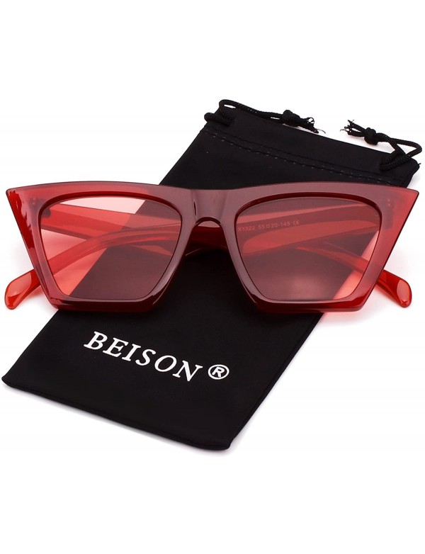 Sport Mens Womens Square Mod Fashion Sunglasses Tinted Lens - Red Frame / Red Lens - CB186G7GHCU $8.60