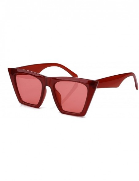 Sport Mens Womens Square Mod Fashion Sunglasses Tinted Lens - Red Frame / Red Lens - CB186G7GHCU $8.60