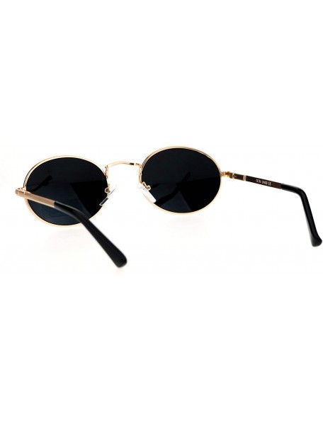 Oval Fashion Sunglasses Unisex Oval Metal Frame Spring Hinge UV 400 - Gold (Blue Mirror) - C5184W9UL73 $9.92