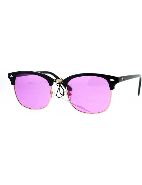 Square Color Lens Sunglasses Square Black Top Horn Rim Unisex Fashion UV 400 - Black - CN185DI7K27 $11.26