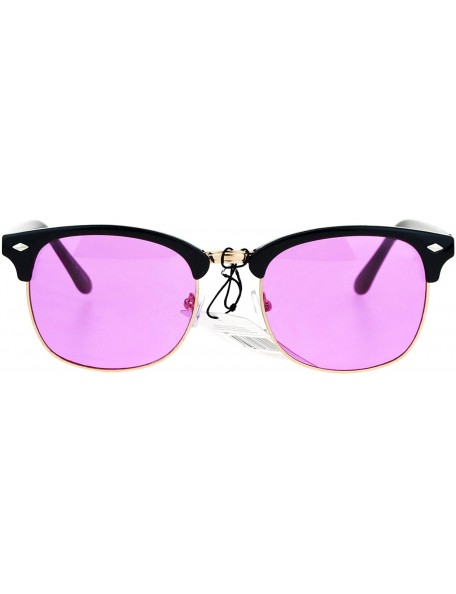 Square Color Lens Sunglasses Square Black Top Horn Rim Unisex Fashion UV 400 - Black - CN185DI7K27 $11.26