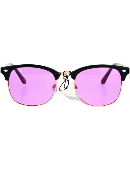 Square Color Lens Sunglasses Square Black Top Horn Rim Unisex Fashion UV 400 - Black - CN185DI7K27 $11.26