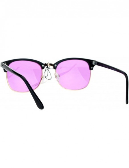 Square Color Lens Sunglasses Square Black Top Horn Rim Unisex Fashion UV 400 - Black - CN185DI7K27 $11.26