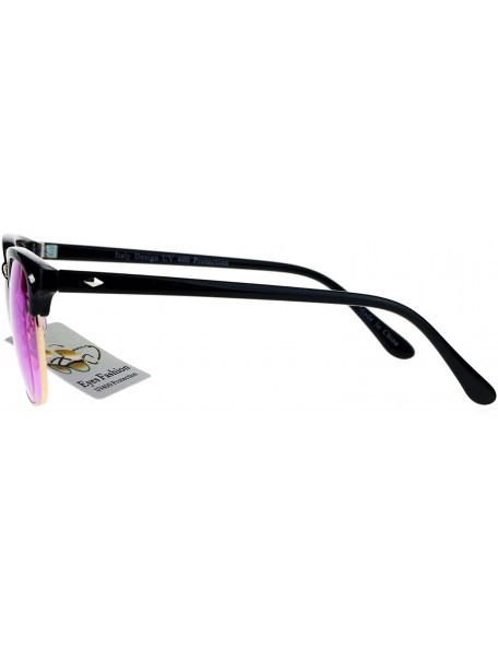 Square Color Lens Sunglasses Square Black Top Horn Rim Unisex Fashion UV 400 - Black - CN185DI7K27 $11.26