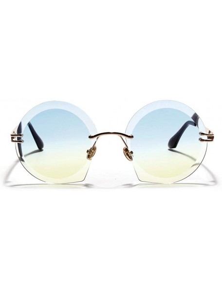 Goggle Retro Big Frame Glasses Border Large Cut Face Ladies Sunglasses Sunglasses - Blue and Yellow - CT18UXA0HCZ $35.34