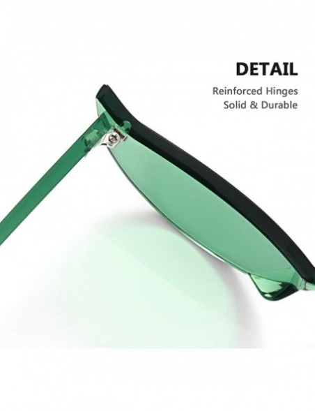 Oversized Cat Eye Rimless Sunglasses Oversized One Piece Colored Transparent Eyewear Retro Eyeglasses for Women Men - Green -...