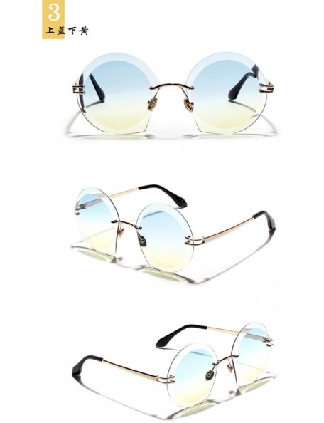 Goggle Retro Big Frame Glasses Border Large Cut Face Ladies Sunglasses Sunglasses - Blue and Yellow - CT18UXA0HCZ $22.49