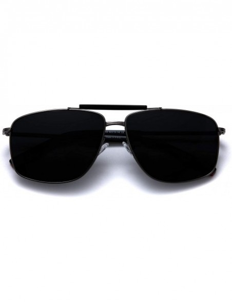 Round Polarized Sunglasses Navigator Rectangular Designer - Ls1008 Gun Frame (Glossy Finish) / Polarized Gray Lens - CM194END...