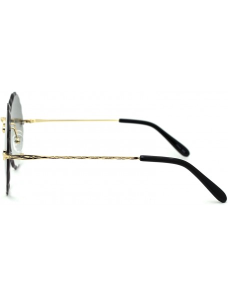 Rimless Womens Daisy Bevel Edge Flower Circle Lens Hippie Sunglasses - Gold Green - C718Y2WCC4T $11.26